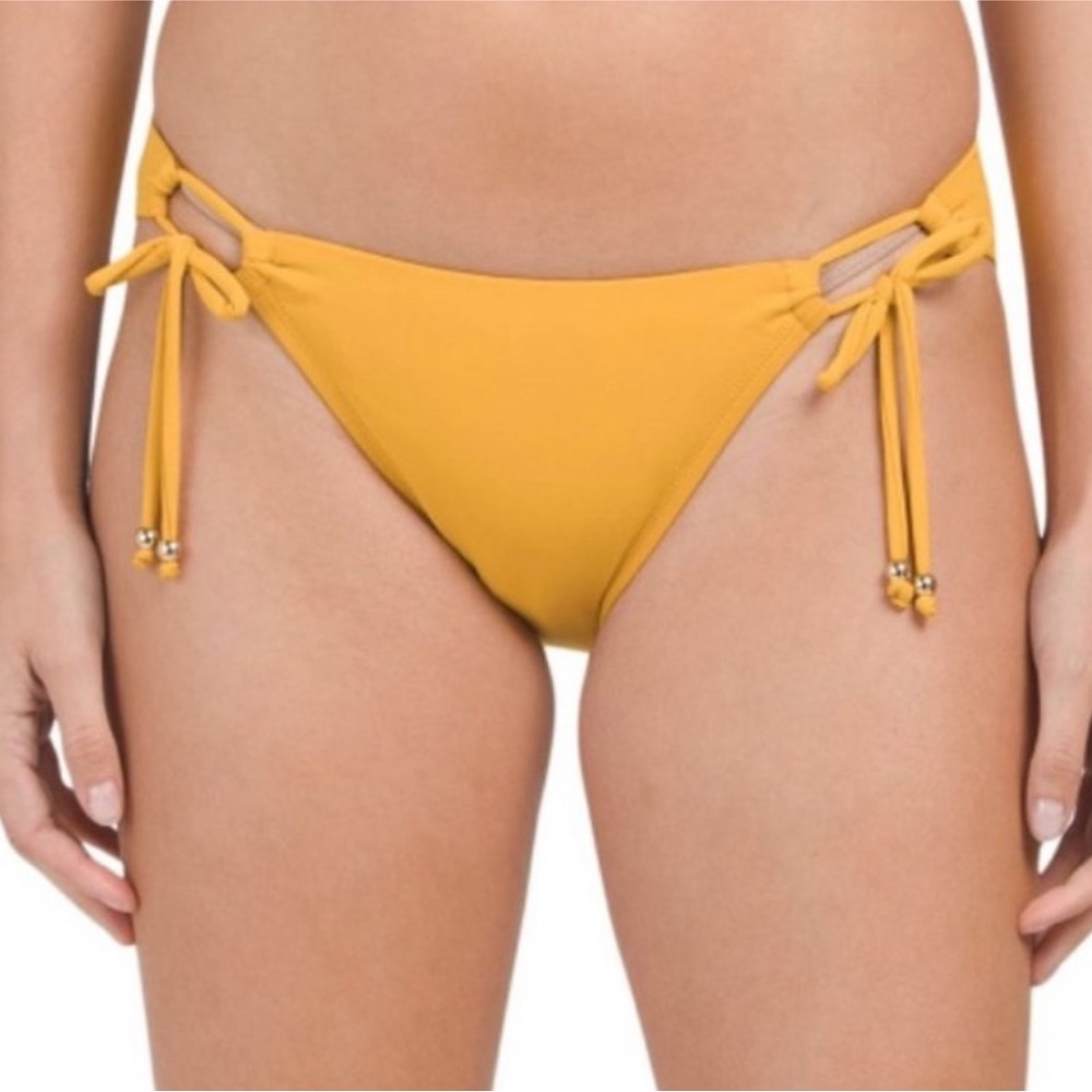 Robin Piccone Luca Mustard Side Tie Bikini Bottom Sz Large NWT | Robin Piccone